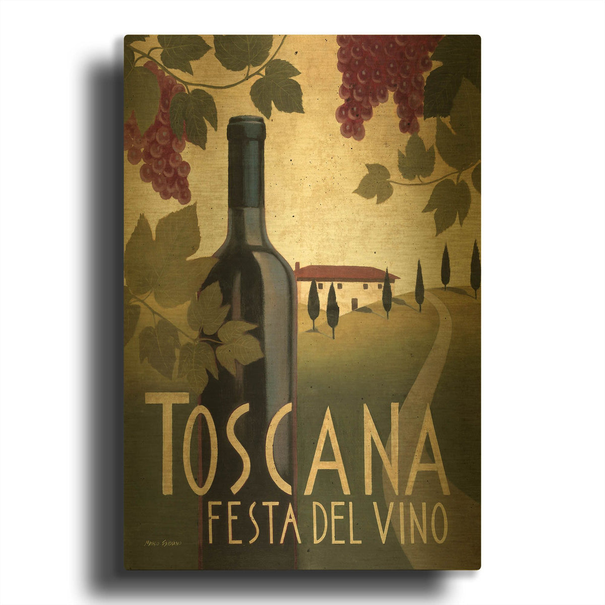 'Wine Festival I' By Marco Fabiano Gold Metal Wall Art