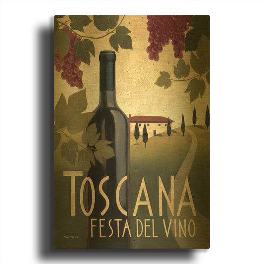 'Wine Festival I' By Marco Fabiano Gold Metal Wall Art