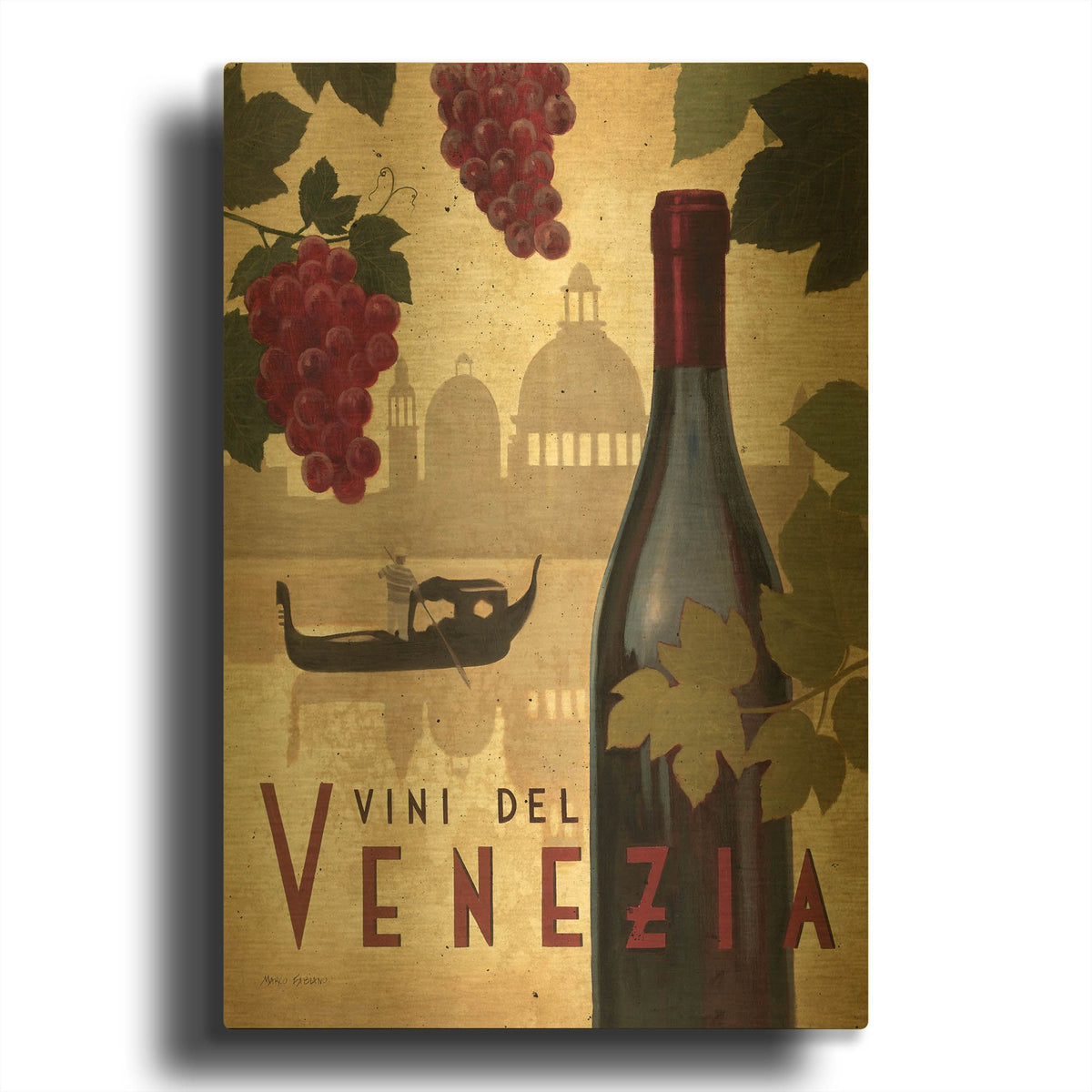 'Wine Festival II' By Marco Fabiano Gold Metal Wall Art