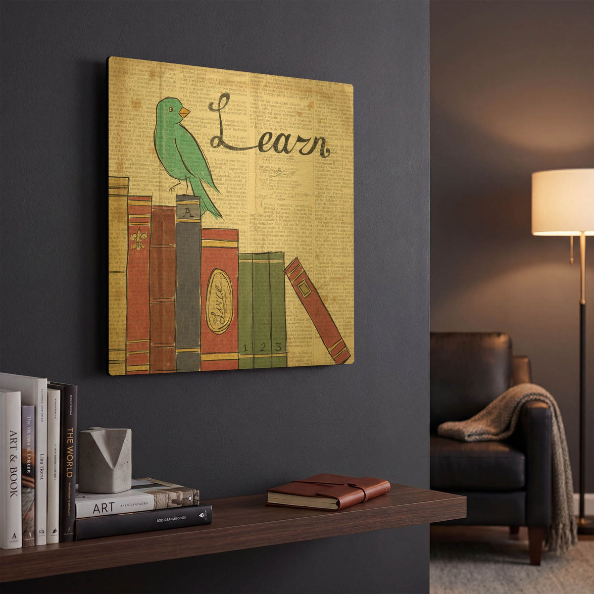 'Bird Inspiration Learn' By Elyse DeNeige Gold Metal Wall Art