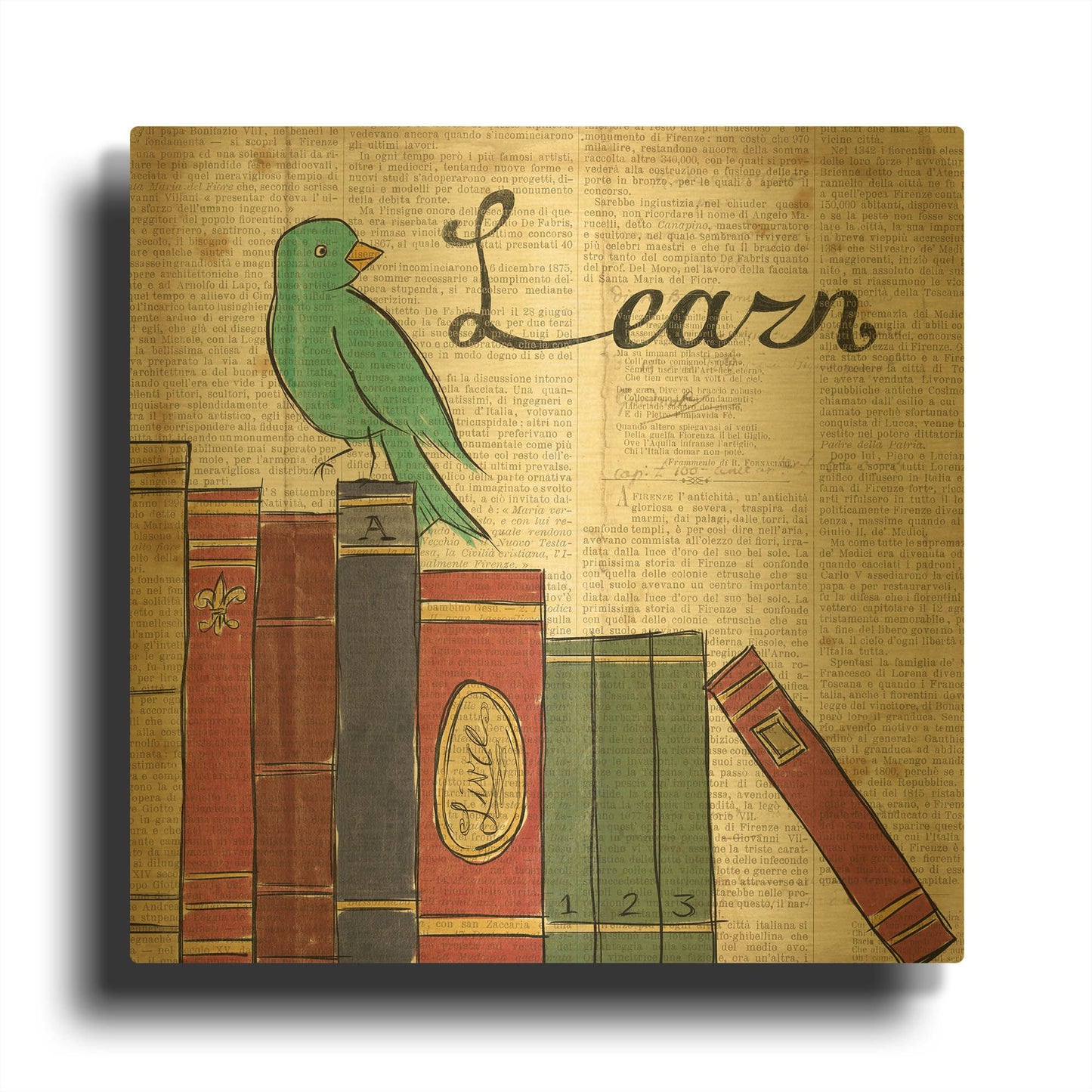 'Bird Inspiration Learn' By Elyse DeNeige Gold Metal Wall Art