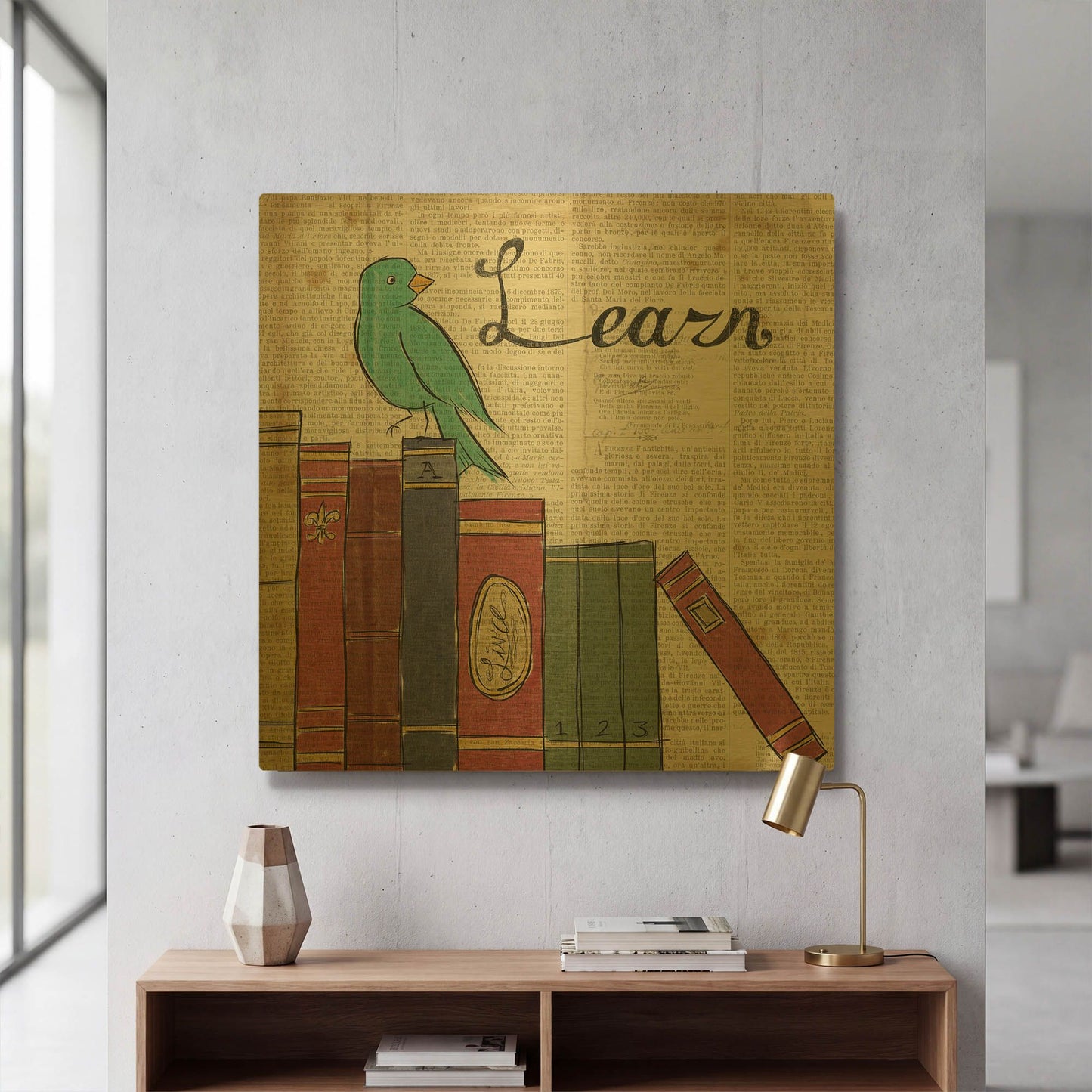 'Bird Inspiration Learn' By Elyse DeNeige Gold Metal Wall Art