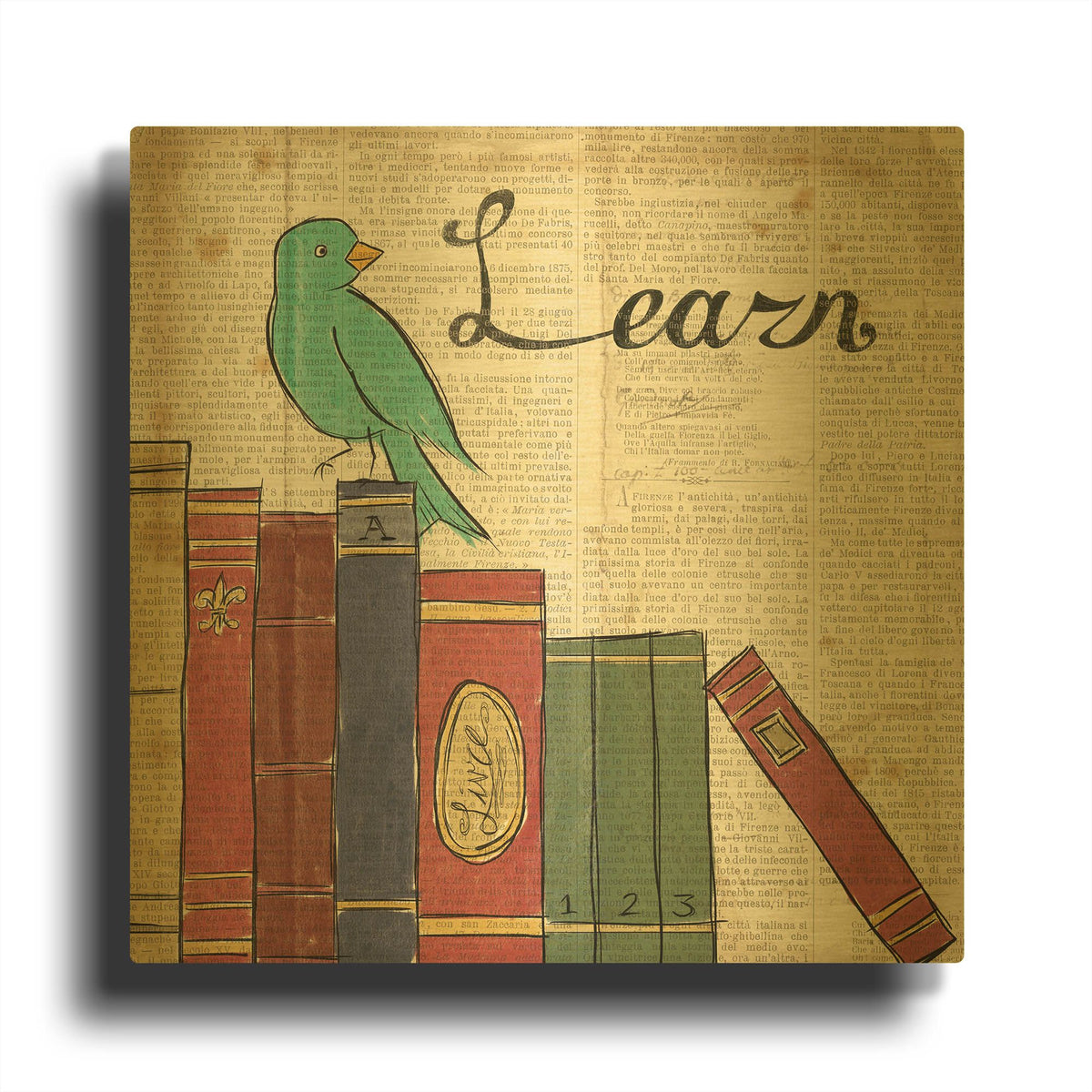 'Bird Inspiration Learn' By Elyse DeNeige Gold Metal Wall Art