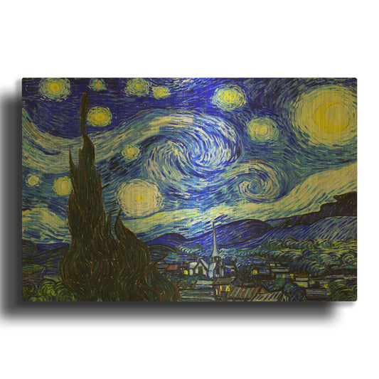 'The Starry Night' By Vincent Van Gogh Gold Metal Wall Art
