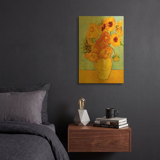 'Vase With Twelve Sunflowers' By Vincent Van Gogh Gold Metal Wall Art