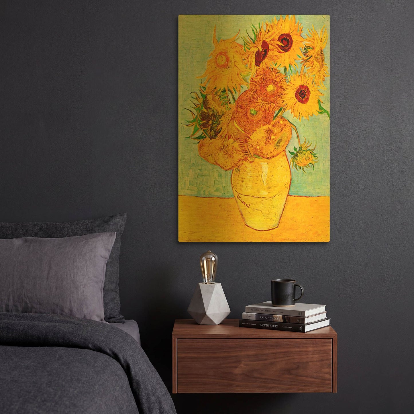 'Vase With Twelve Sunflowers' By Vincent Van Gogh Gold Metal Wall Art
