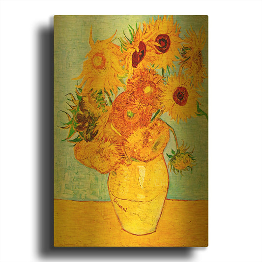 'Vase With Twelve Sunflowers' By Vincent Van Gogh Gold Metal Wall Art