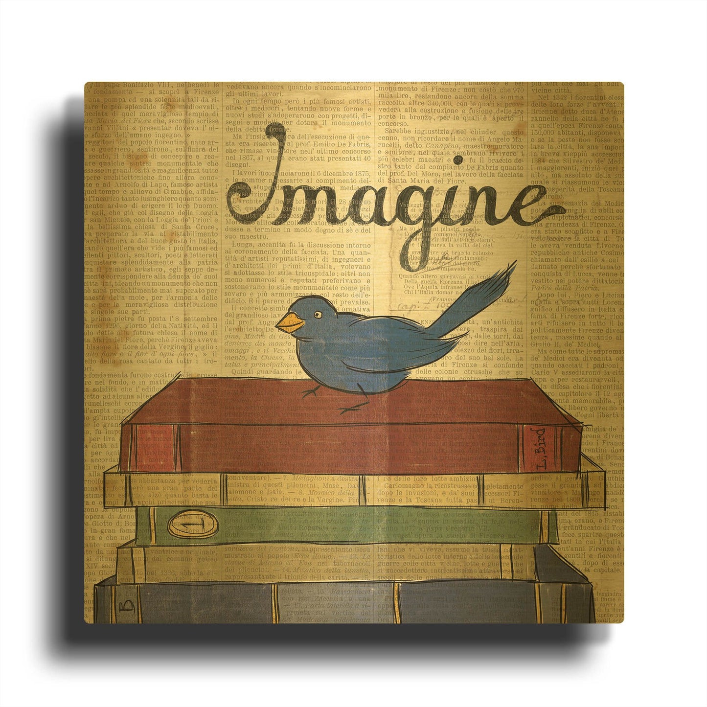 'Bird Inspiration Imagine' By Elyse DeNeige Gold Metal Wall Art