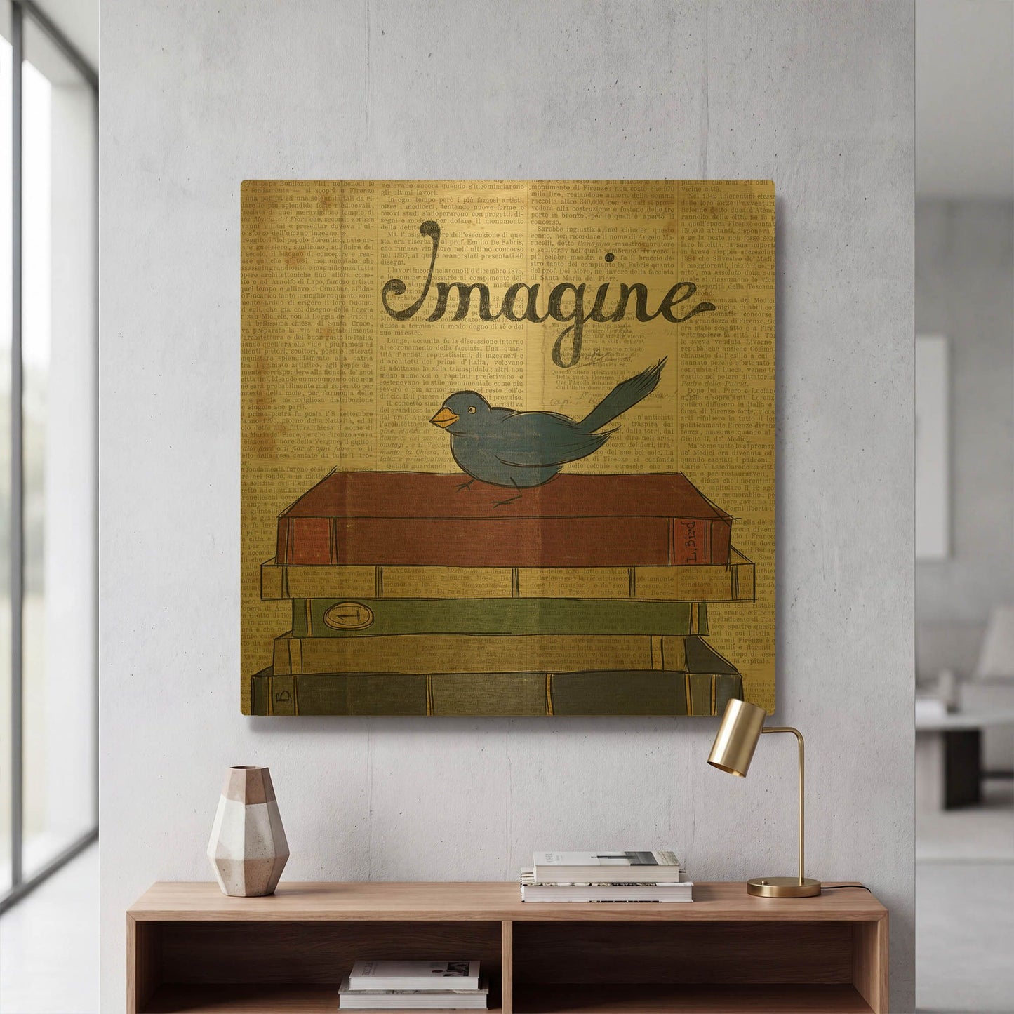 'Bird Inspiration Imagine' By Elyse DeNeige Gold Metal Wall Art