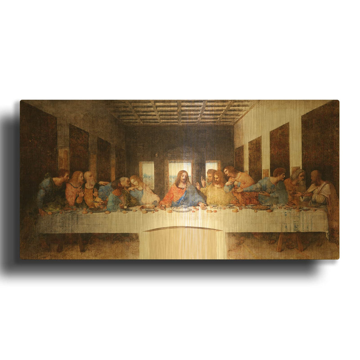 'The_Last_Supper_-_Leonardo_Da_Vinc_COLOR CORRECTED' By Leonardo Da Vinci Gold Metal Wall Art