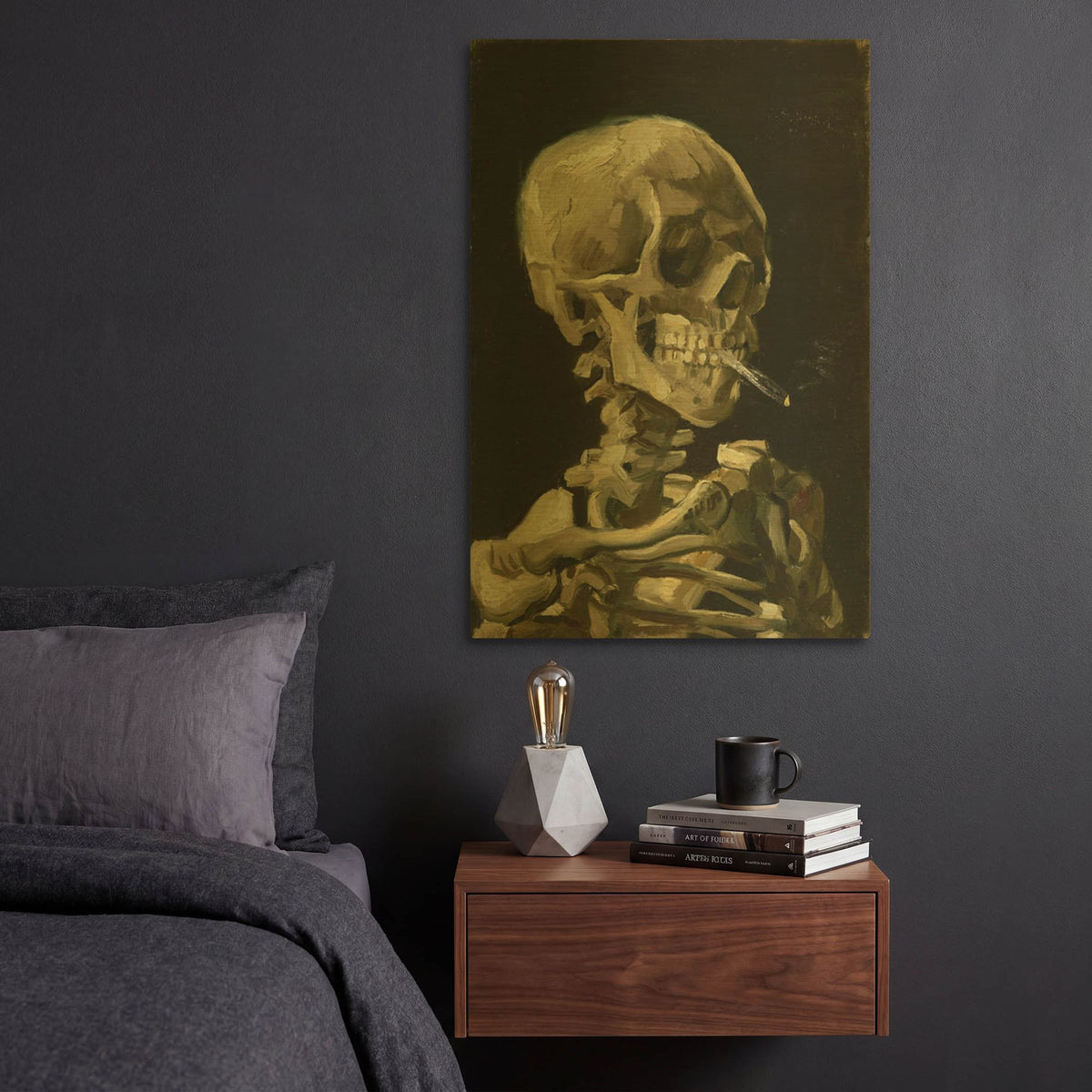 'Head of a Skeleton with a Burning Cigarette' By Vincent Van Gogh Gold Metal Wall Art