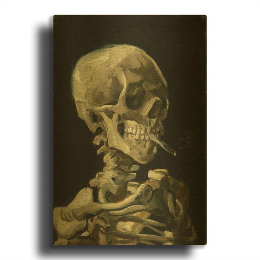 'Head of a Skeleton with a Burning Cigarette' By Vincent Van Gogh Gold Metal Wall Art