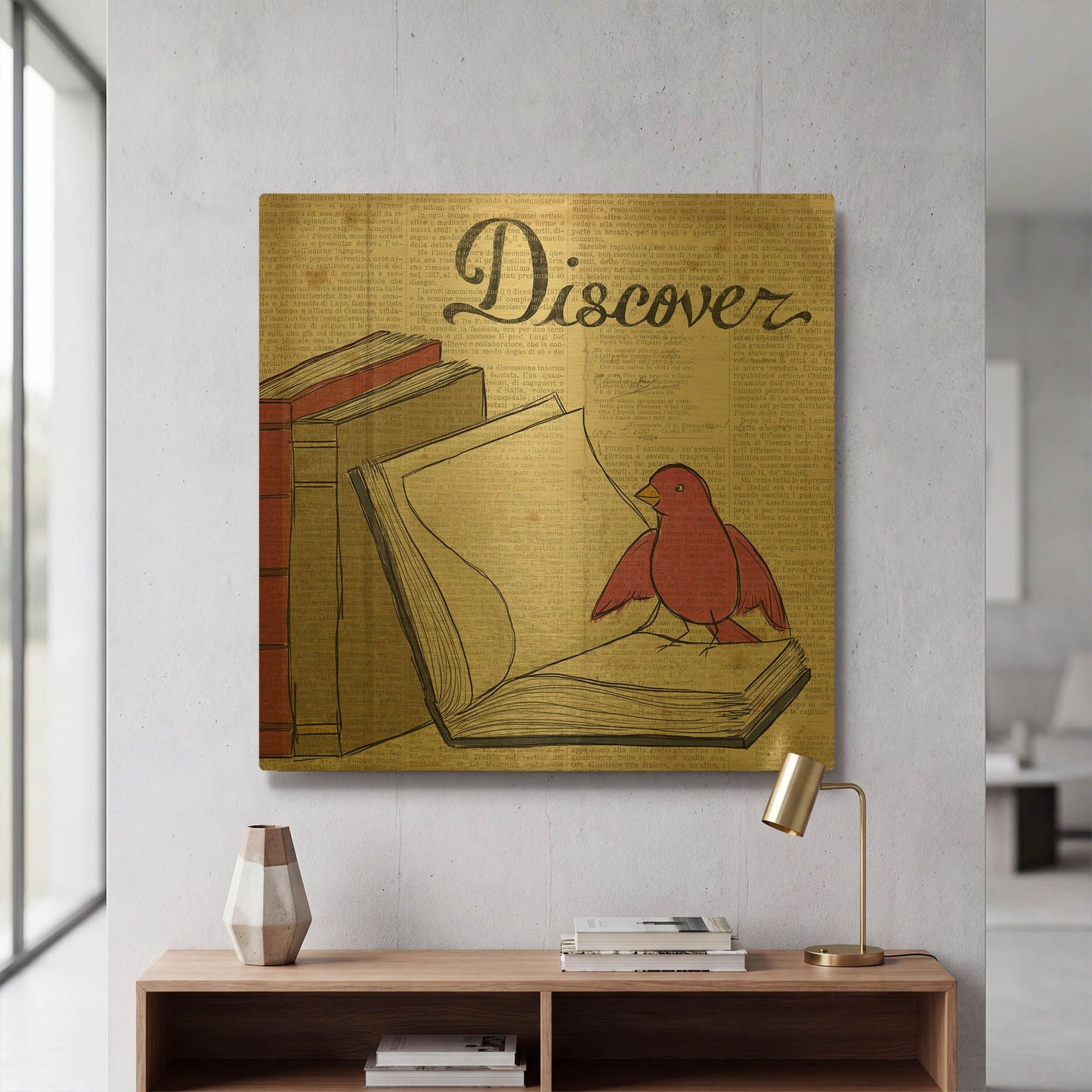 'Bird Inspiration Discover' By Elyse DeNeige Gold Metal Wall Art