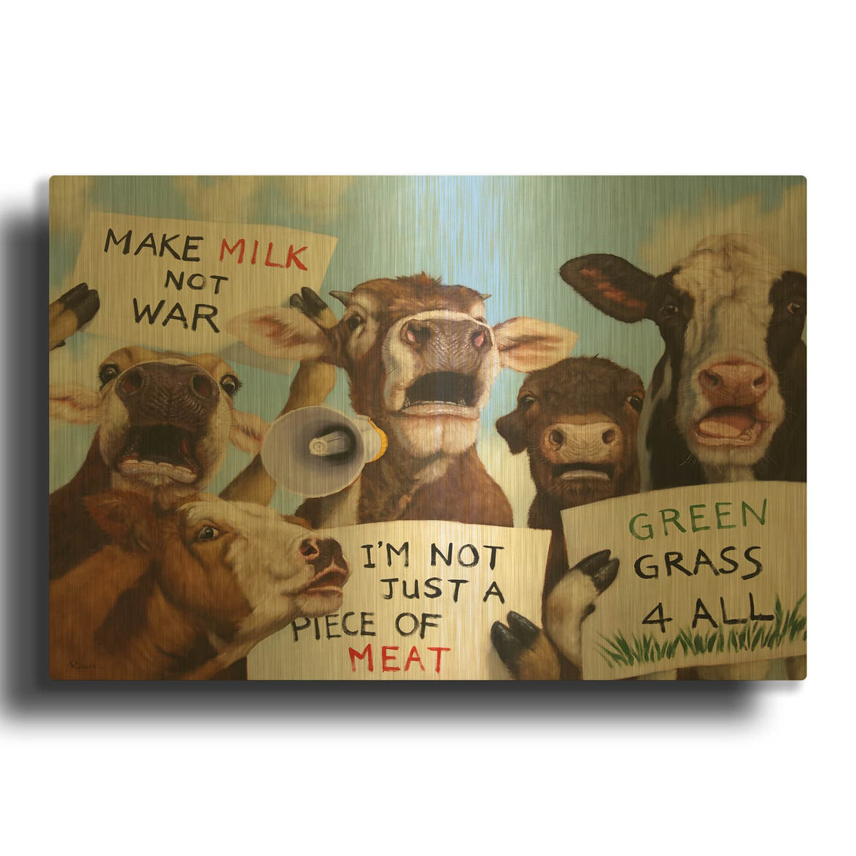 'Political Moooovement' By Lucia Heffernan Gold Metal Wall Art