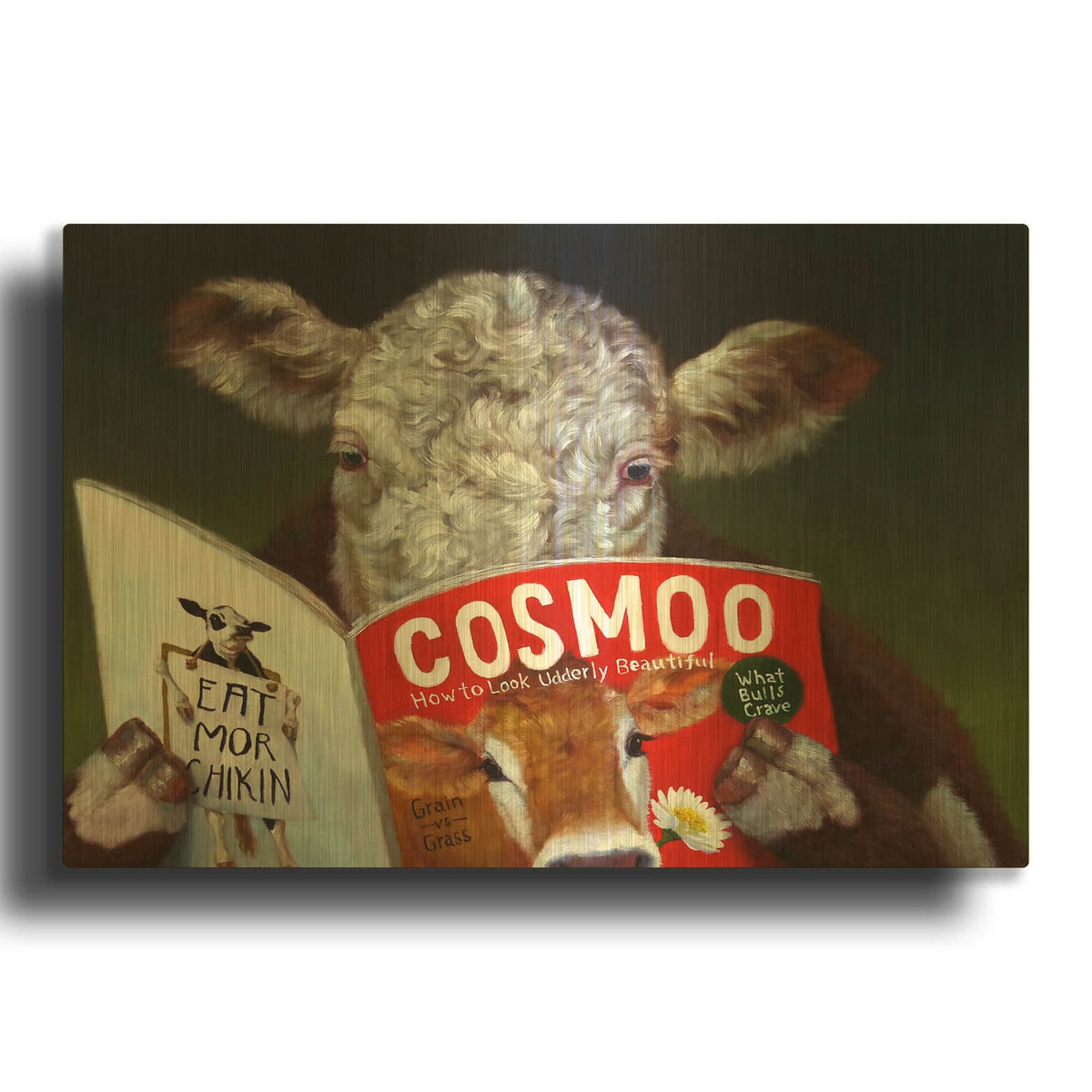 'Cow Tips' By Lucia Heffernan Gold Metal Wall Art