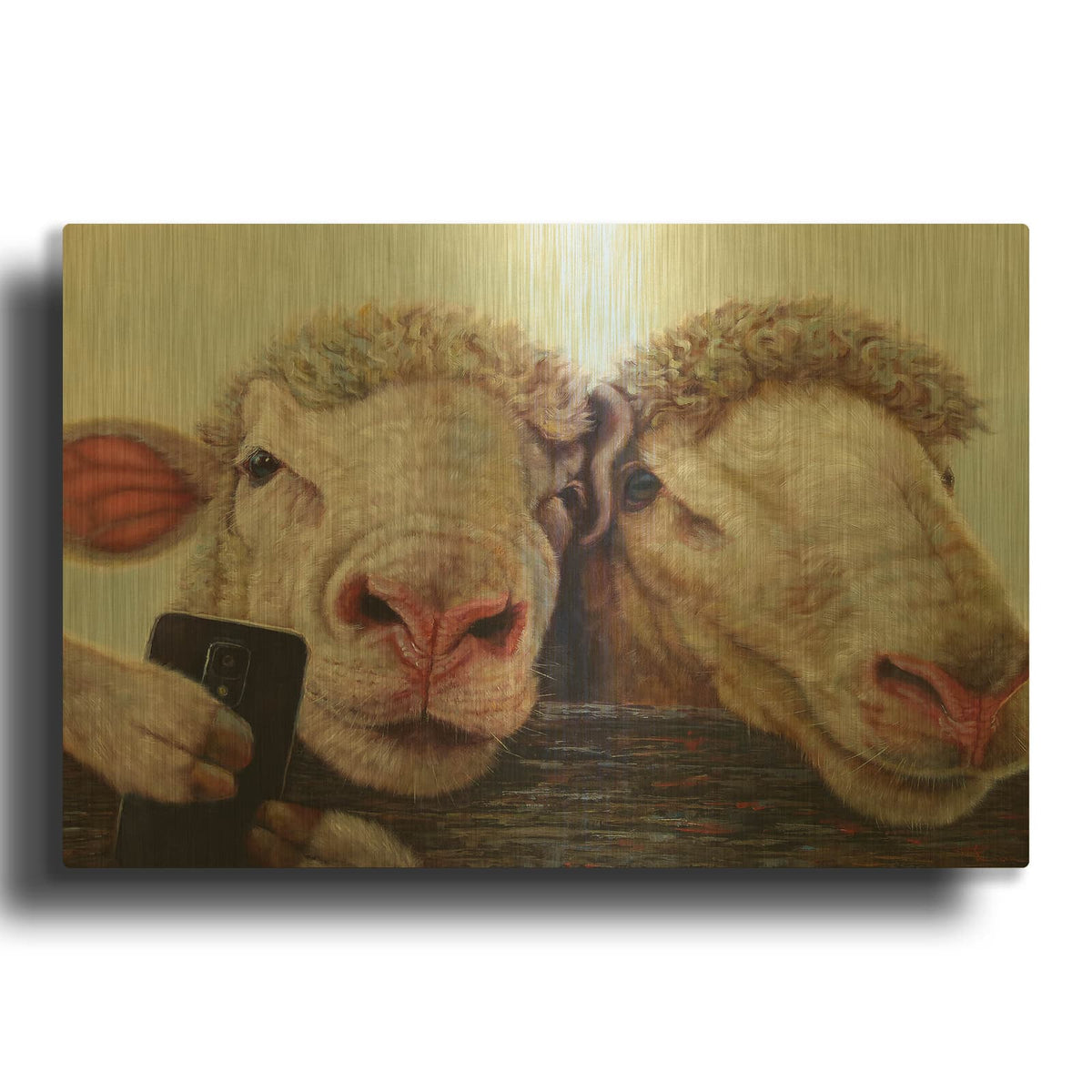 'Selfie' By Lucia Heffernan Gold Metal Wall Art