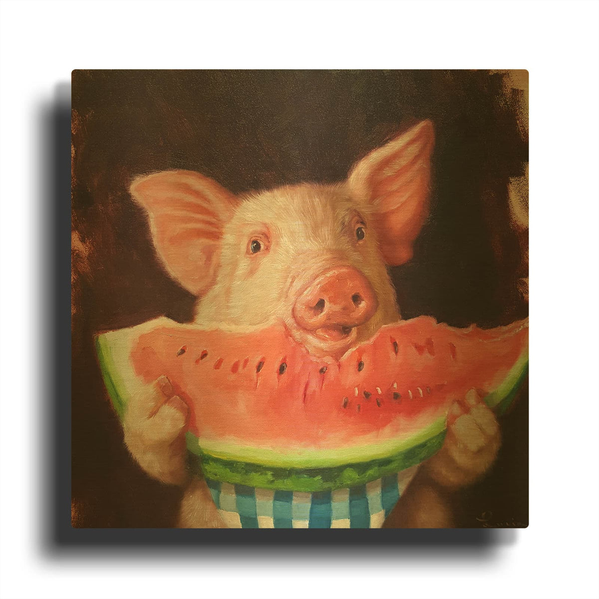 'Pig Out' By Lucia Heffernan Gold Metal Wall Art