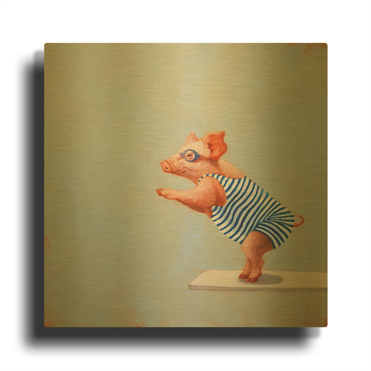 'The Plunge' By Lucia Heffernan Gold Metal Wall Art