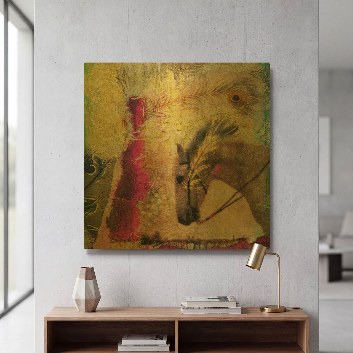 'White Horse' By Elena Ray Gold Metal Wall Art