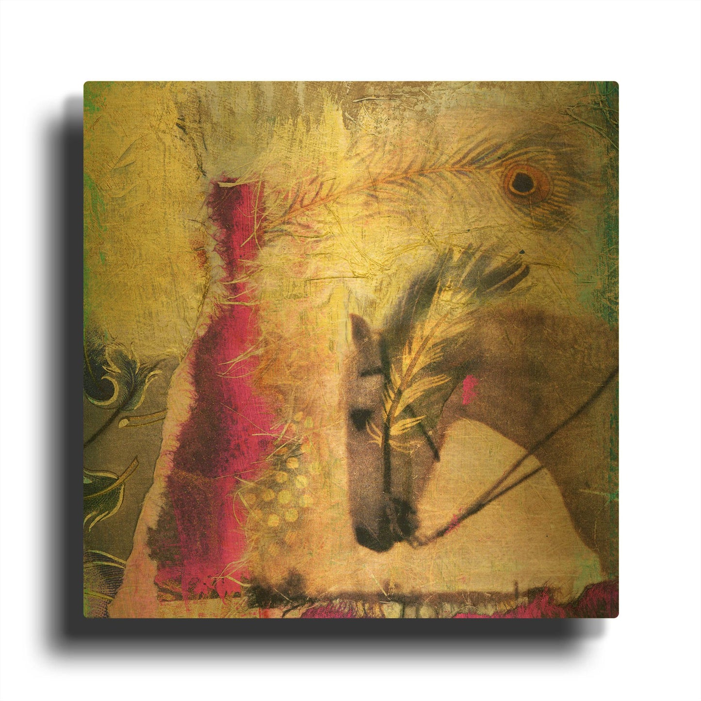 'White Horse' By Elena Ray Gold Metal Wall Art
