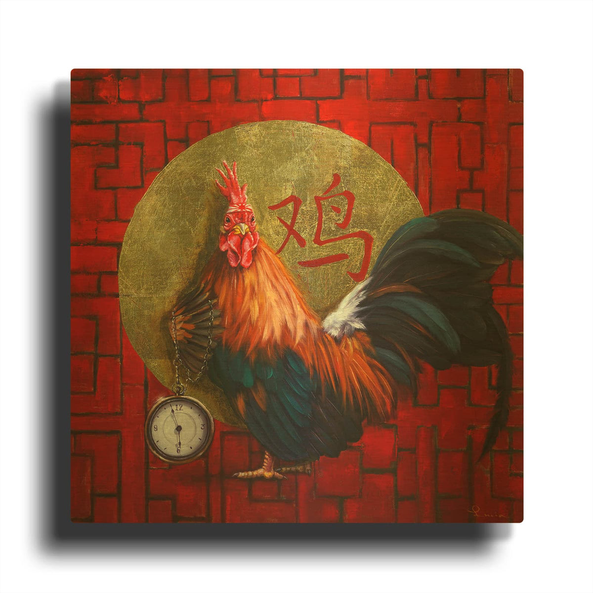 'Keeper of Time' By Lucia Heffernan Gold Metal Wall Art