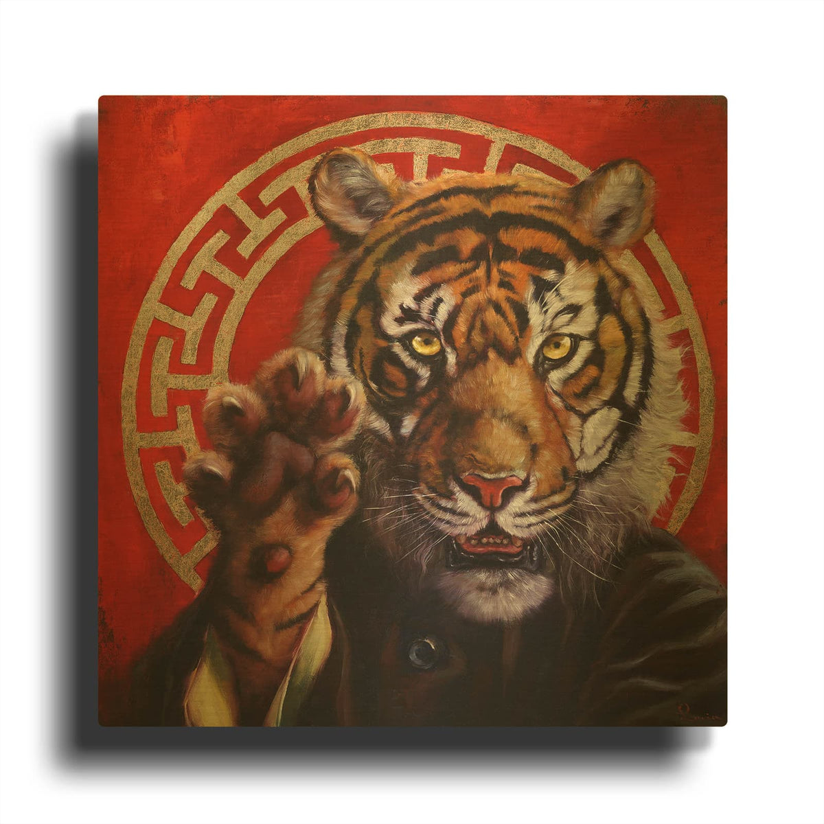 'Legend of Tiger Claw' By Lucia Heffernan Gold Metal Wall Art