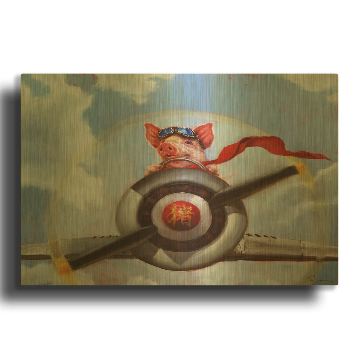 'When Pigs Fly' By Lucia Heffernan Gold Metal Wall Art