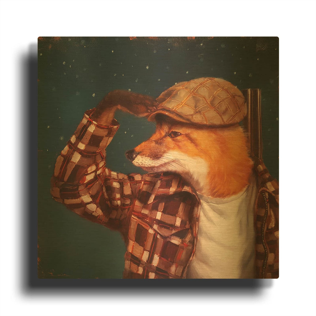 'Fox Hunt' By Lucia Heffernan Gold Metal Wall Art