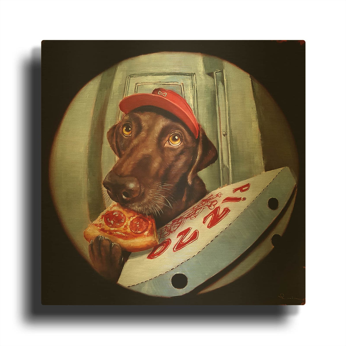 'Pupperoni' By Lucia Heffernan Gold Metal Wall Art