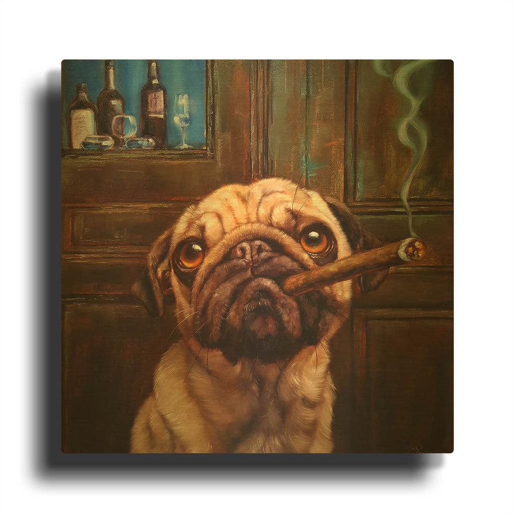 'Uptown Pug' By Lucia Heffernan Gold Metal Wall Art