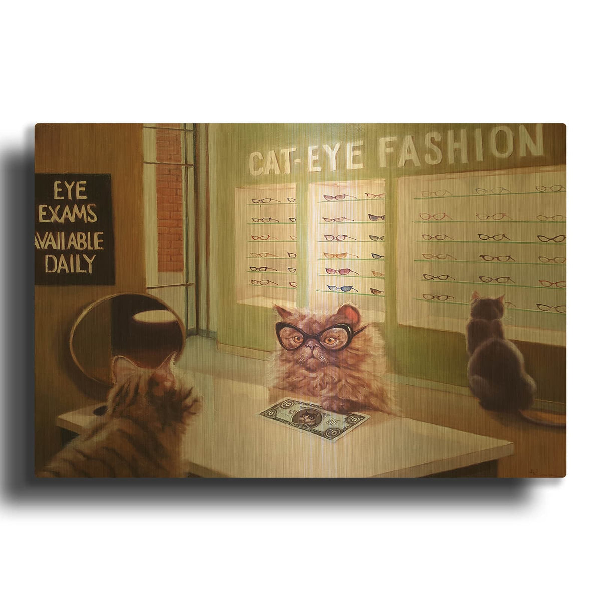 'Feline Optical' By Lucia Heffernan Gold Metal Wall Art