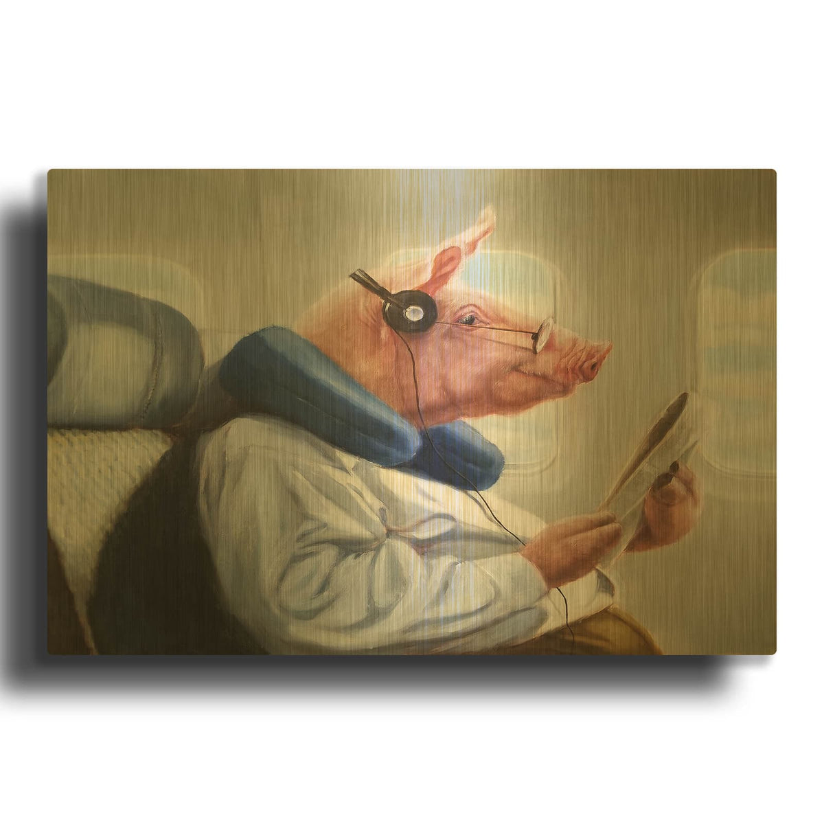 'When Pigs Fly No. 2' By Lucia Heffernan Gold Metal Wall Art
