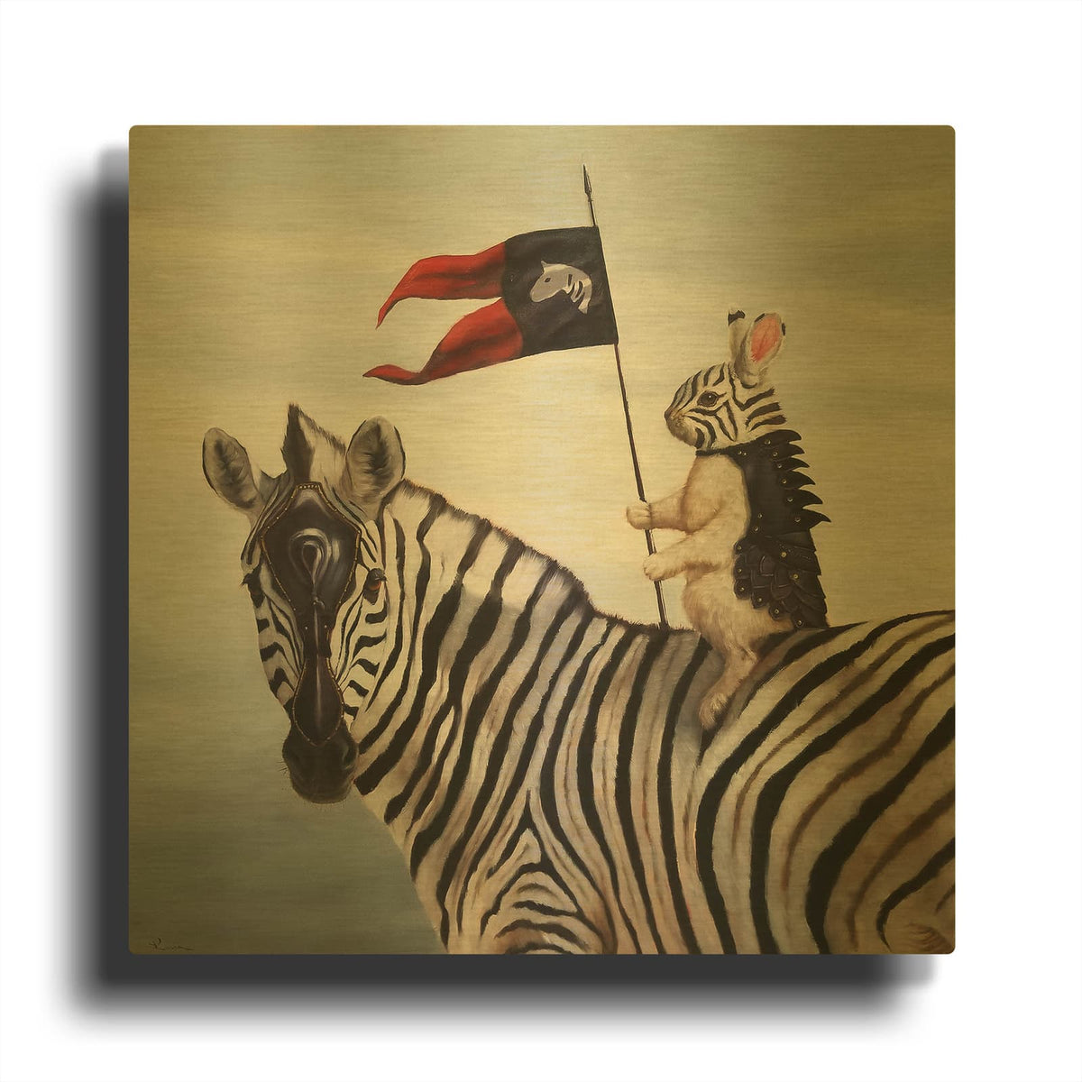 'Striped Warrior' By Lucia Heffernan Gold Metal Wall Art