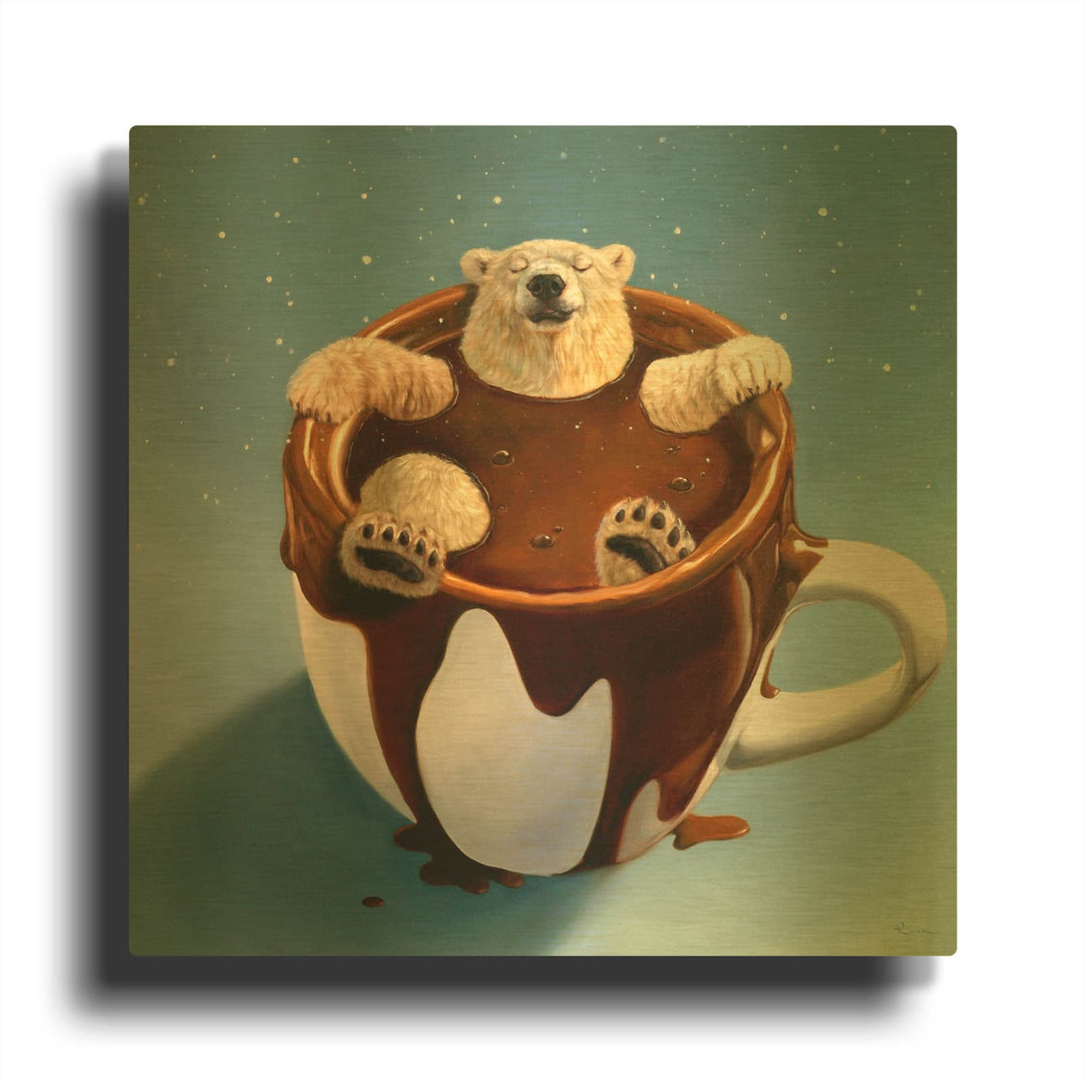 'Chocolate Spa' By Lucia Heffernan Gold Metal Wall Art
