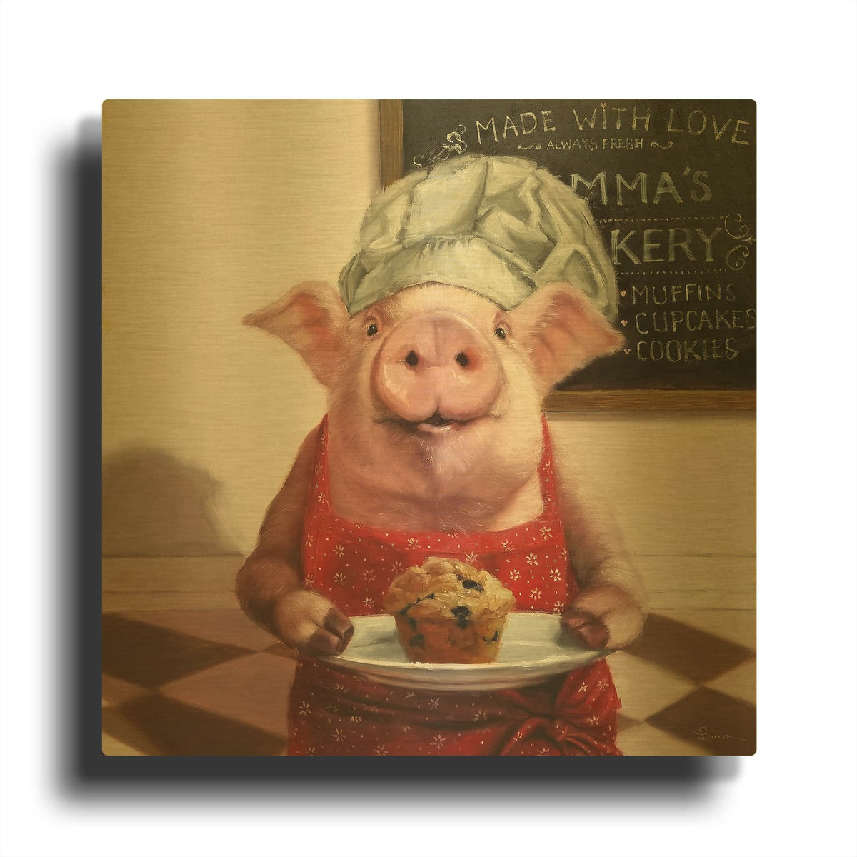 'Pinkies Bakery' By Lucia Heffernan Gold Metal Wall Art