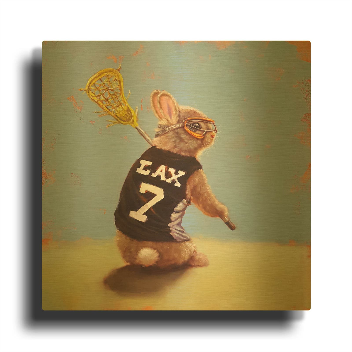 'Lax Bunny' By Lucia Heffernan Gold Metal Wall Art