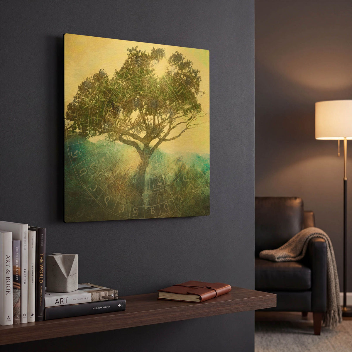 'Tree And Sun' By Elena Ray Gold Metal Wall Art