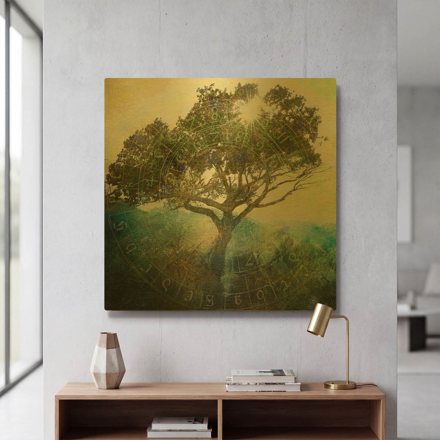 'Tree And Sun' By Elena Ray Gold Metal Wall Art