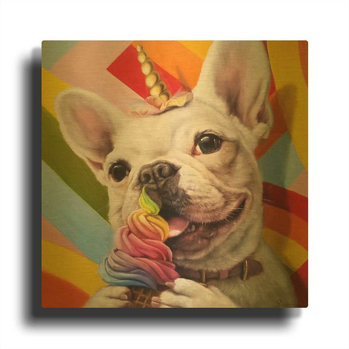 'Rainbow Party' By Lucia Heffernan Gold Metal Wall Art