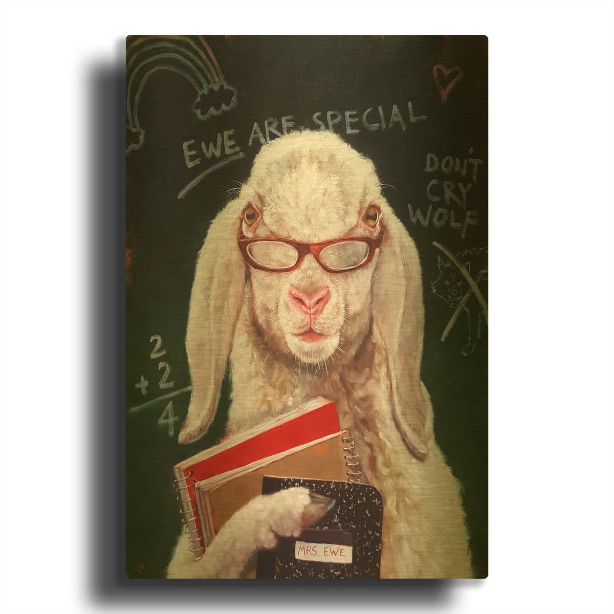 'Back to School - Mrs. Ewe' By Lucia Heffernan Gold Metal Wall Art