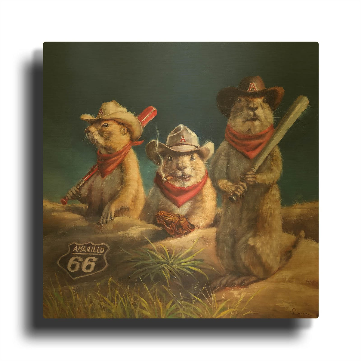 'Amarillo Sod Poodles' By Lucia Heffernan Gold Metal Wall Art