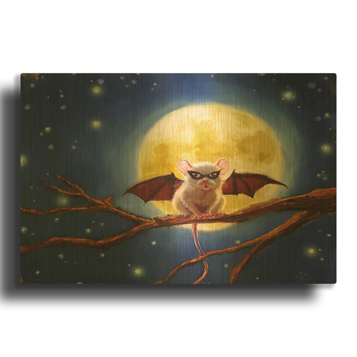 'Fledemaus' By Lucia Heffernan Gold Metal Wall Art