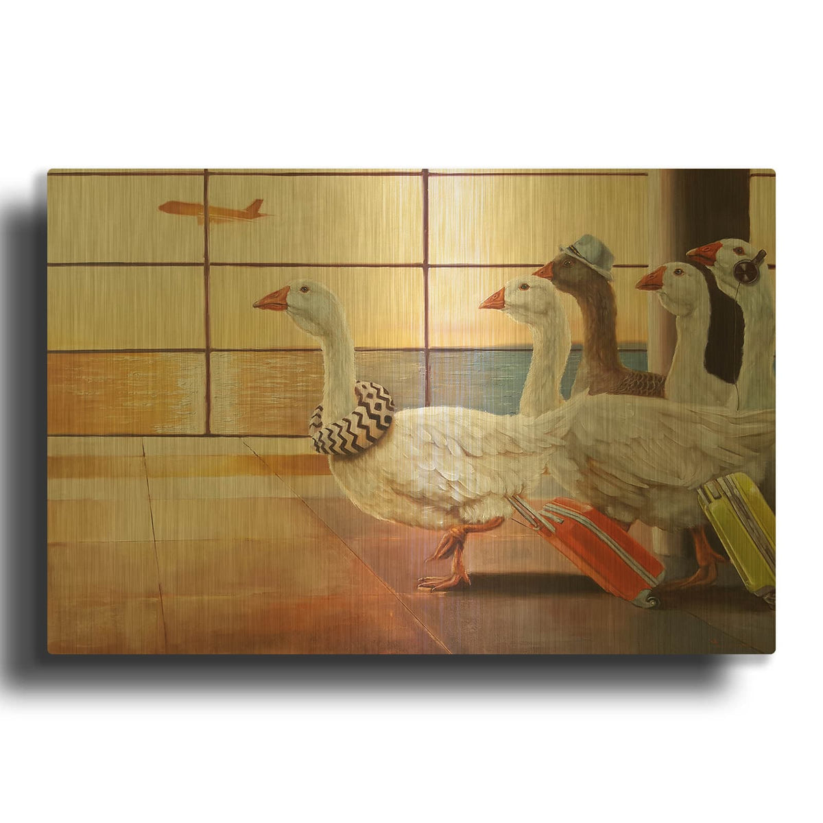 'First Class Migration' By Lucia Heffernan Gold Metal Wall Art