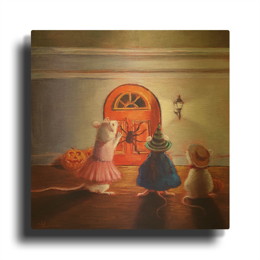 'After Hour Trick or Treat' By Lucia Heffernan Gold Metal Wall Art