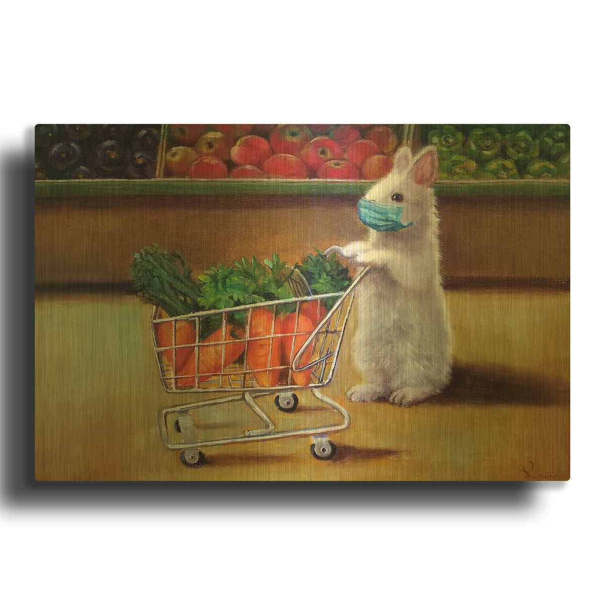 'Quarantine Shopping' By Lucia Heffernan Gold Metal Wall Art