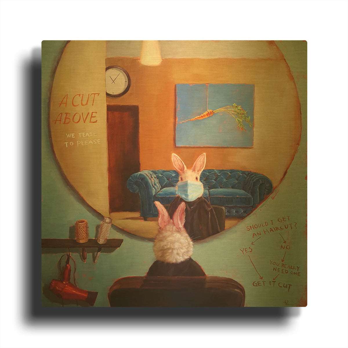 'Pandemic Haircut' By Lucia Heffernan Gold Metal Wall Art