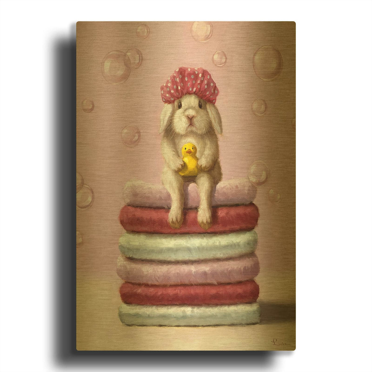'Bath Day' By Lucia Heffernan Gold Metal Wall Art