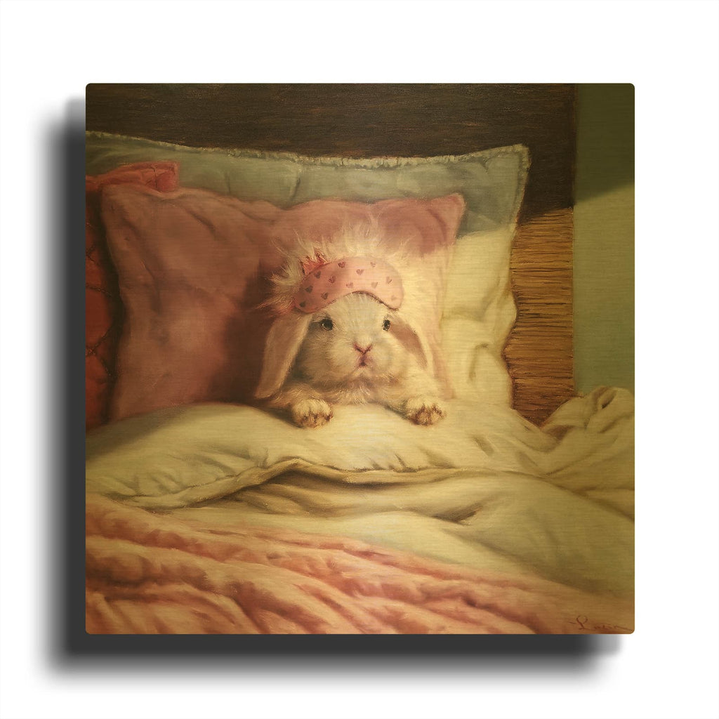 'Bed Hare' By Lucia Heffernan Gold Metal Wall Art