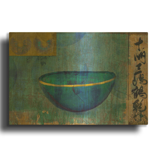 'Blue Bowl' By Elena Ray Gold Metal Wall Art