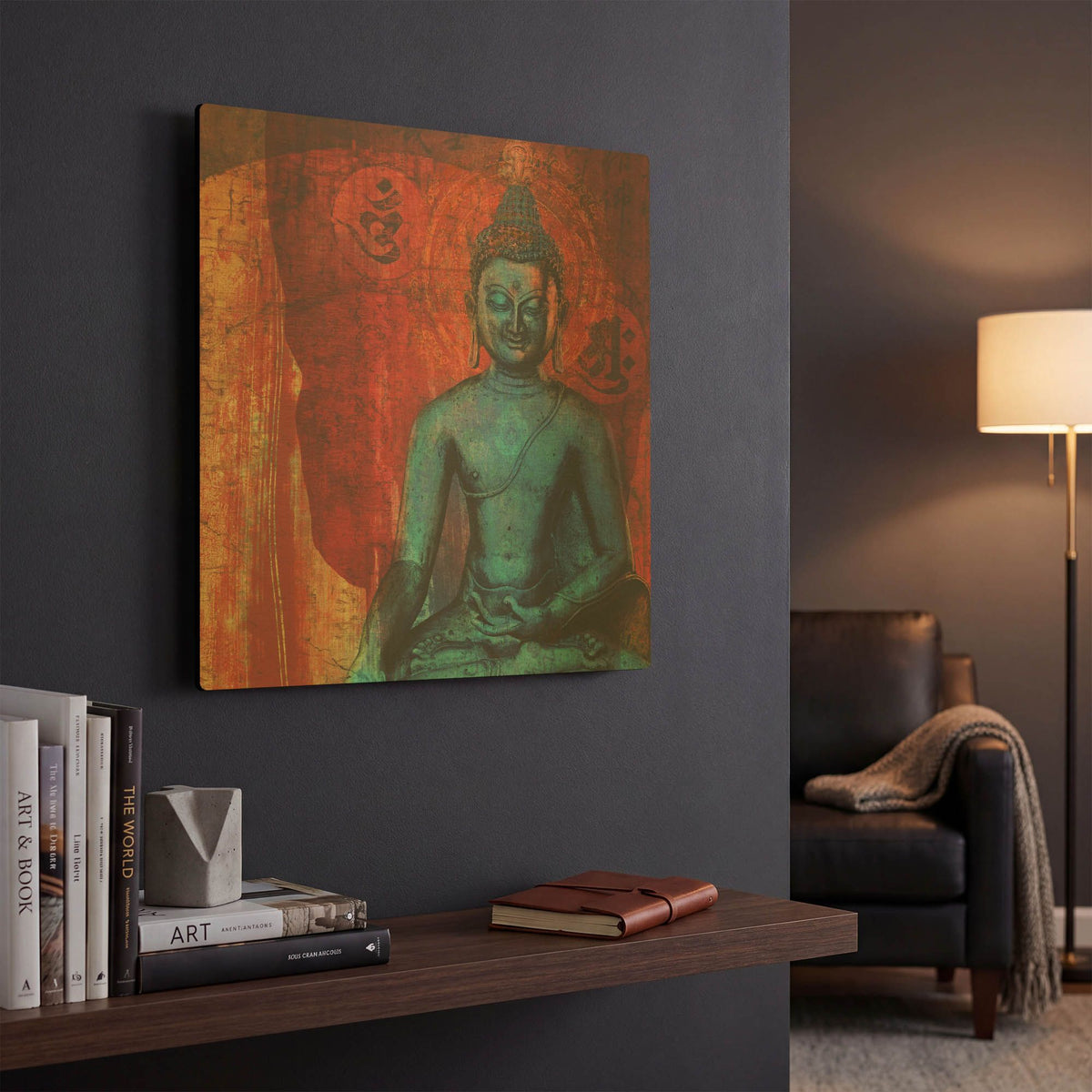 'Blue Buddha' By Elena Ray Gold Metal Wall Art